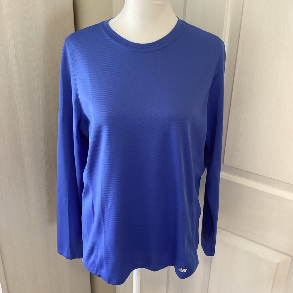New Balance Vibrant Blue breathable Long Sleeve Running Shirt Sz L